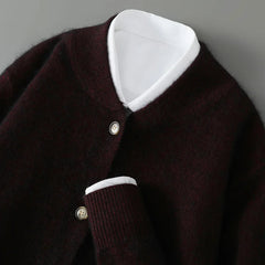 Colby - CASHMERE CARDIGAN in Burgunder
