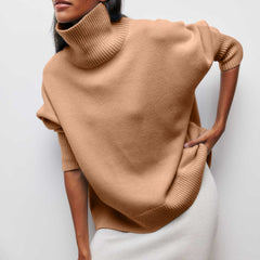 Estelle - Lockerer Rollkragenpullover in Dunkles Khaki