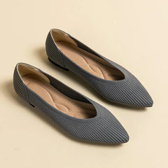 Damen Casual Elastische Weiche Strick Flache Schuhe in Grau
