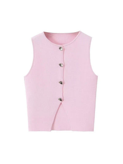 Deasia - Gestricktes Crop Top - Frontschlitz
