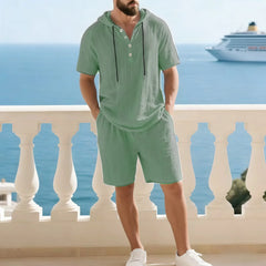 Portofino Coast™ Set Aus Baumwoll-Leinen Mit Moderner Kapuzenshirt in Grün