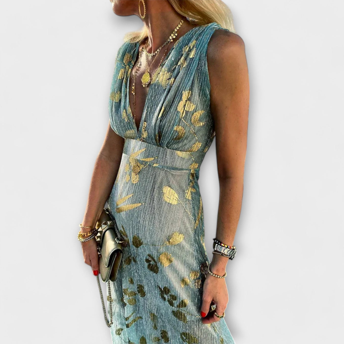 V-Ausschnitt Kleid mit Glitzerverzierungen