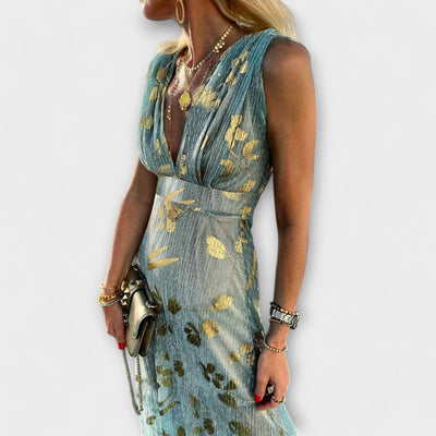 V-Ausschnitt Kleid mit Glitzerverzierungen