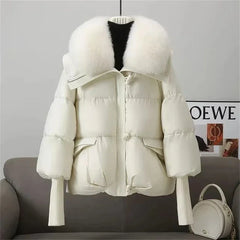 Arctic Lux™ Premium - PufferJacke mit Luxuriösem Pelzkragen / Maximaler Schutz vor Kälte mit Stil! in Weiß