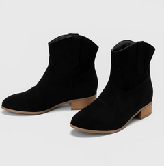 Linde | Wildleder Westernstiefel in Schwarz