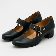 Jane | Ledersandalen mit Verschluss in Schwarz