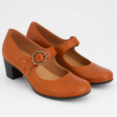 Jane | Ledersandalen mit Verschluss in Orange