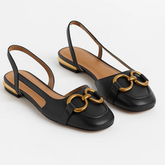 Novara | Slingback Flache Schuhe in Schwarz