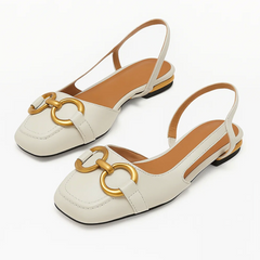 Novara | Slingback Flache Schuhe in Weiß