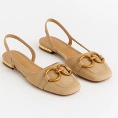 Novara | Slingback Flache Schuhe in Beige