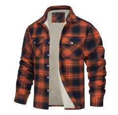 Nate™ | Herren Karierte Sherpa-Futterjacke in Orange