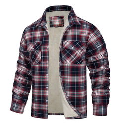 Nate™ | Herren Karierte Sherpa-Futterjacke in Rot