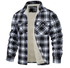 Nate™ | Herren Karierte Sherpa-Futterjacke in Schwarz