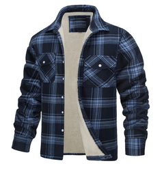 Nate™ | Herren Karierte Sherpa-Futterjacke in Marineblau