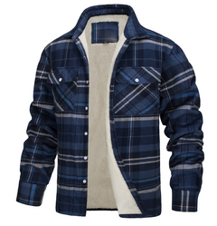 Nate™ | Herren Karierte Sherpa-Futterjacke in Blau-Grau