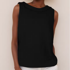 Serenity | Rollkragen Ärmellos Top in Schwarz