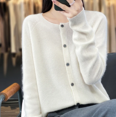 Anna | Kaschmir-Merinowolle Cardigans in Weiß