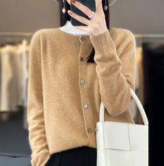 Anna | Kaschmir-Merinowolle Cardigans in Camel