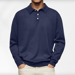 Carl | Langarm-Poloshirt für Herren in Marine Blau