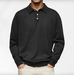 Carl | Langarm-Poloshirt für Herren in Schwarz