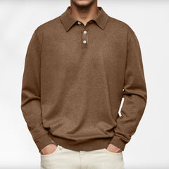Carl | Langarm-Poloshirt für Herren in Braun