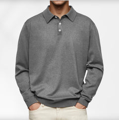 Carl | Langarm-Poloshirt für Herren in Grau