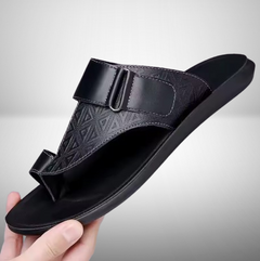 Callen Luxe™ | Nackte Leder-Sandalen in Schwarz
