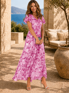 Zuri | Fließendes, schmeichelndes Kleid in Rosa