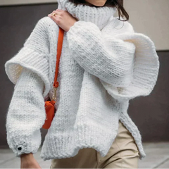 Kuscheliger Übergroß Rollkragenpullover für Damen | Winter in Weiß