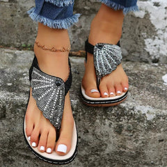 Trudi® | Orthopädische Sandalen mit Kristallen in Schwarz