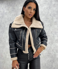 Eleonora - Lederjacke - Fleece-Futter in Schwarz