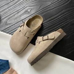 Wildleder-Loafer mit Schnalle für Unisex in Beige