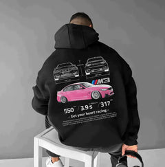 Der überdimensionale Racing Hoodie in Schwarz