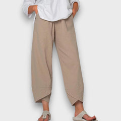 Neve – Leichte Sommerhose mit modernem Beinabschluss in Khaki