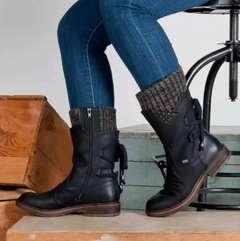 Stella | Gepolstert Runde Spitze Stiefel in Schwarz
