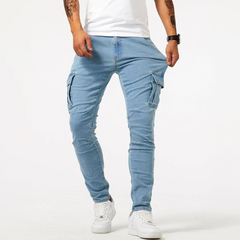 Norman | Herren Cargo Skinny Jeans in Blau