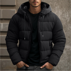 Anthony | Herren Comfort Kapuze Steppjacke in Schwarz