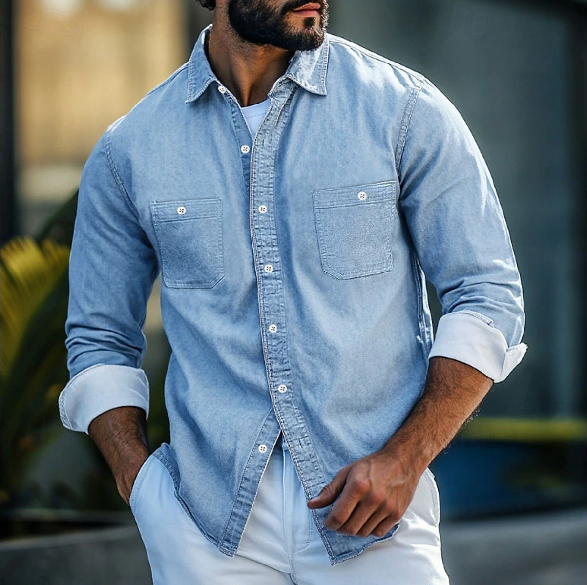 Denimhemd mit Knöpfen für Männer