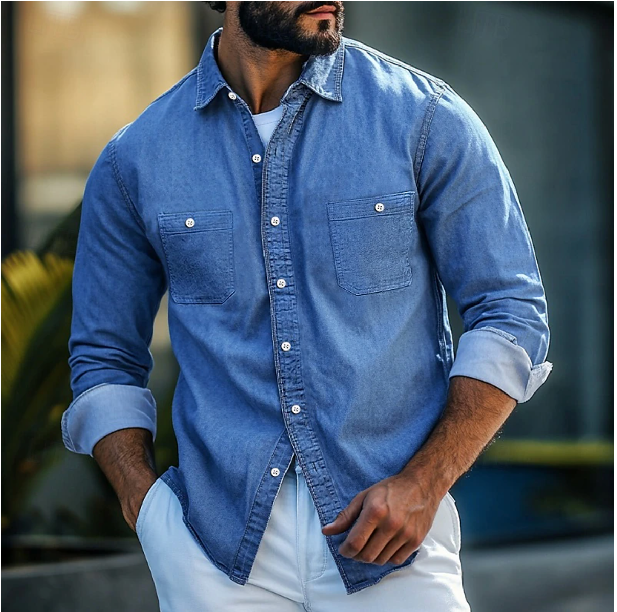 Denimhemd mit Knöpfen für Männer