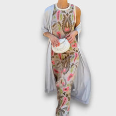 Selviane – Maxikleid mit Cardigan in Weiß
