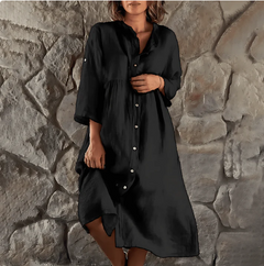 Alice – Sommerkleid in Übergröße – Lässig geknöpft in Schwarz