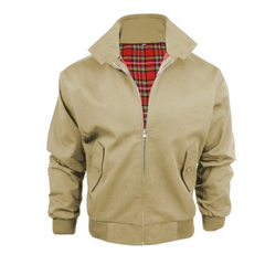 Herren Bomberjacke Stehkragen Karofutter in Beige