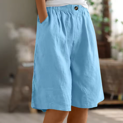 Sommer-Shorts Damen – Luftige Freizeithose mit weitem Schnitt & Stretchbund in Himmelblau