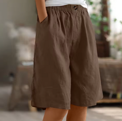 Sommer-Shorts Damen – Luftige Freizeithose mit weitem Schnitt & Stretchbund in Braun