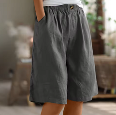 Sommer-Shorts Damen – Luftige Freizeithose mit weitem Schnitt & Stretchbund in Grau