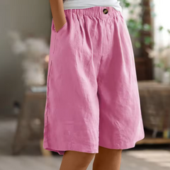 Sommer-Shorts Damen – Luftige Freizeithose mit weitem Schnitt & Stretchbund in Rosa