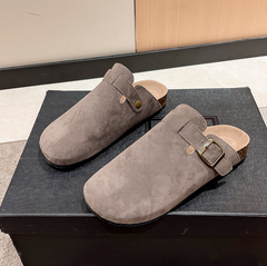 Maximilian | Herren Orthopädische Leder-Slip-on-Pantoletten in Grau