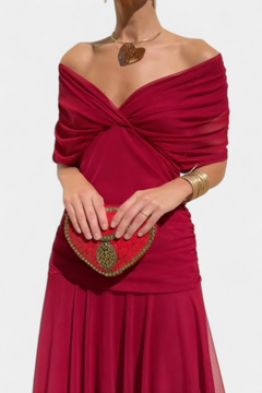 Tamsyn - Florales Maxikleid mit weicher Haptik in Rot