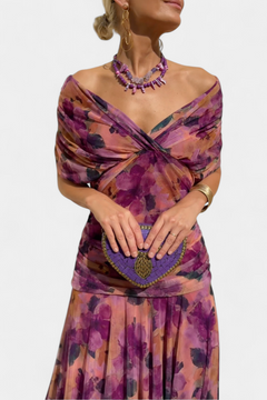 Tamsyn - Florales Maxikleid mit weicher Haptik in Lila