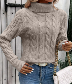 Johanna | Warmer pullover aus Baumwolle mit Rollkragen in Aprikose